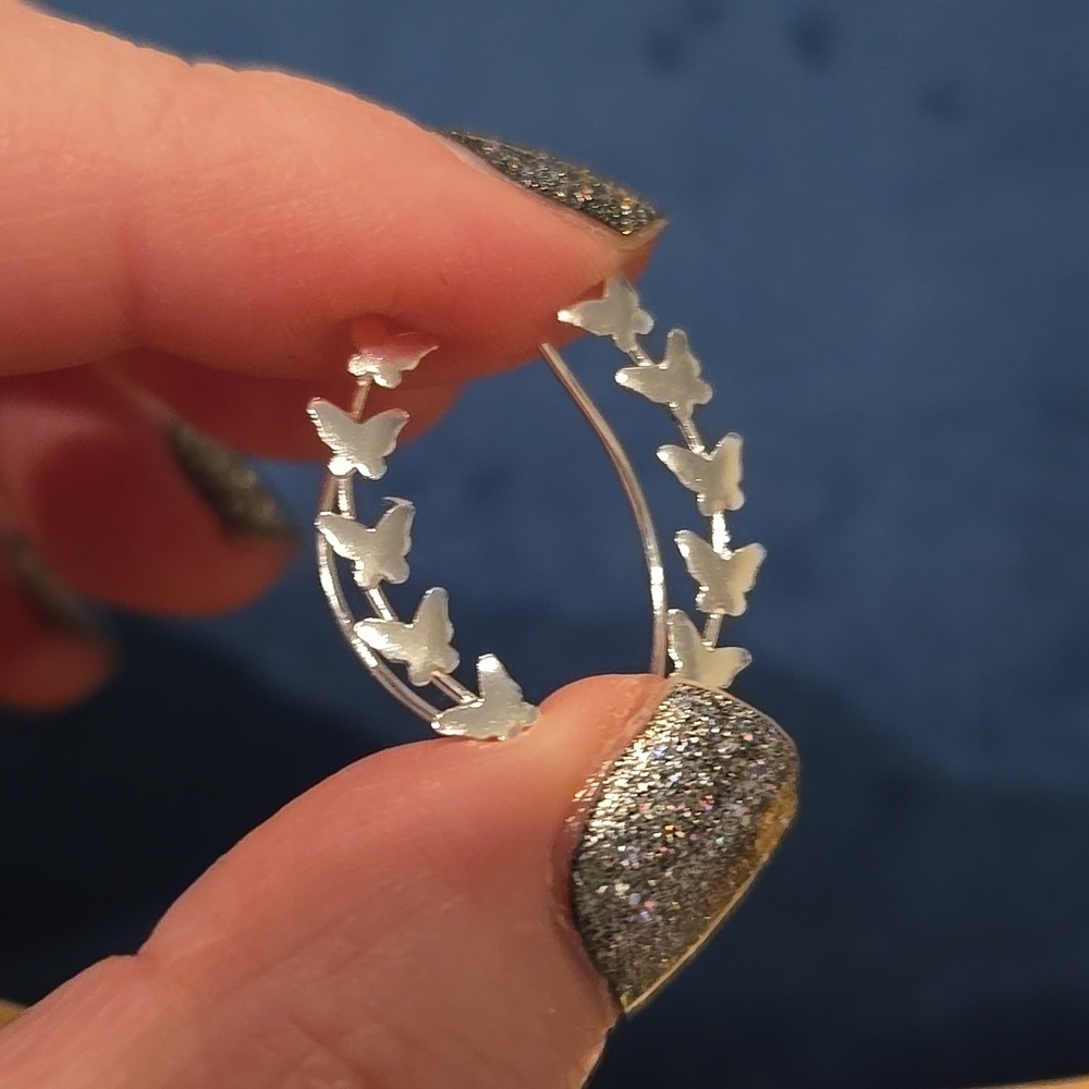 Sterling Silver Butterfly Climbing Earrings Brand New In Box